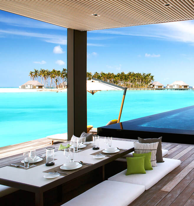 罗莱夏朵酒店，水上滑梯餐厅，环礁浮潜